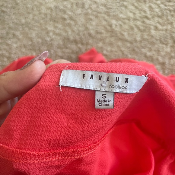 FAVLUX Neon Orange Wrap Tie Mini Dress Size Small S - Picture 3 of 3